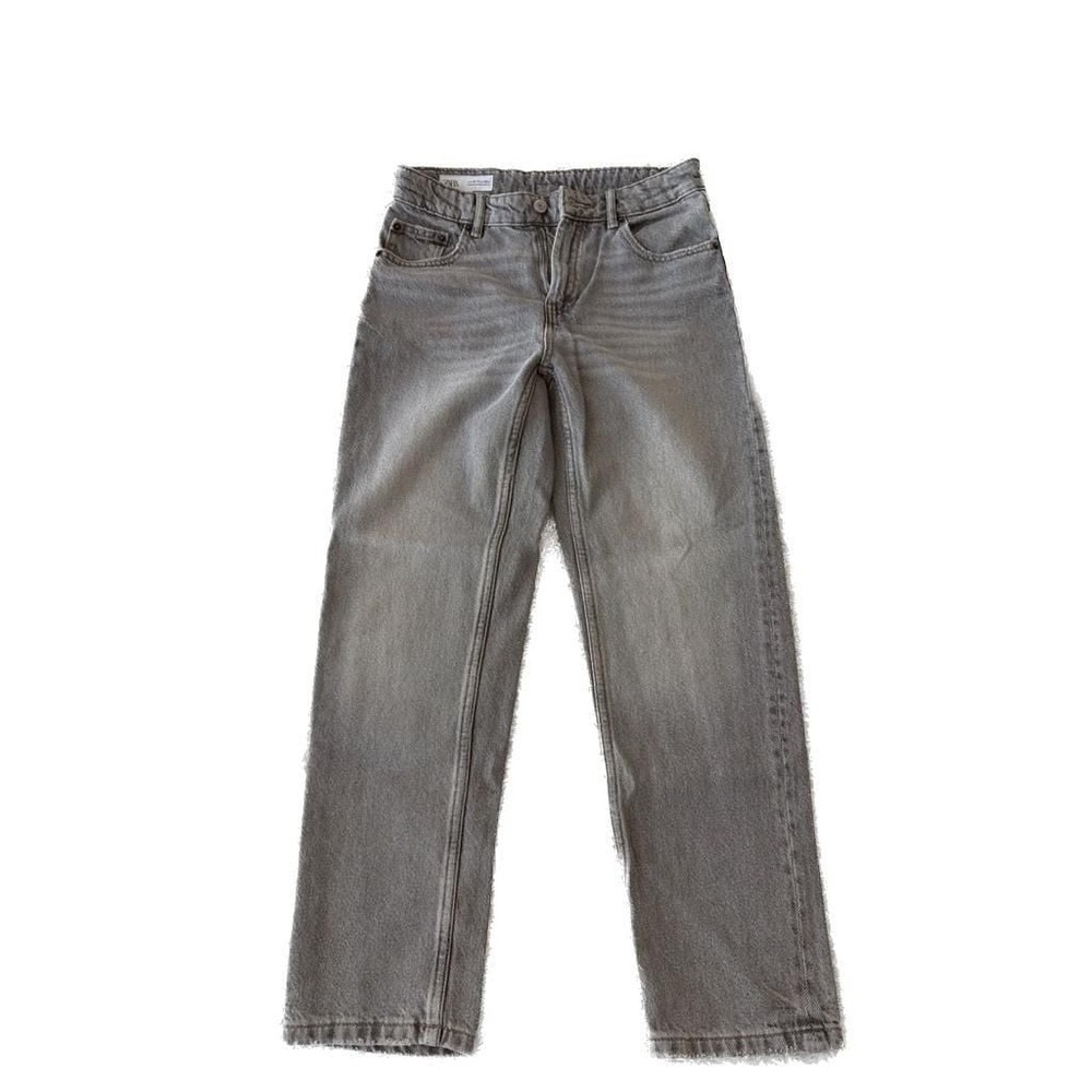 Zara Grey High-Waisted Straight Leg Jeans, Size 13-14